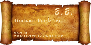 Bierbaum Berény névjegykártya